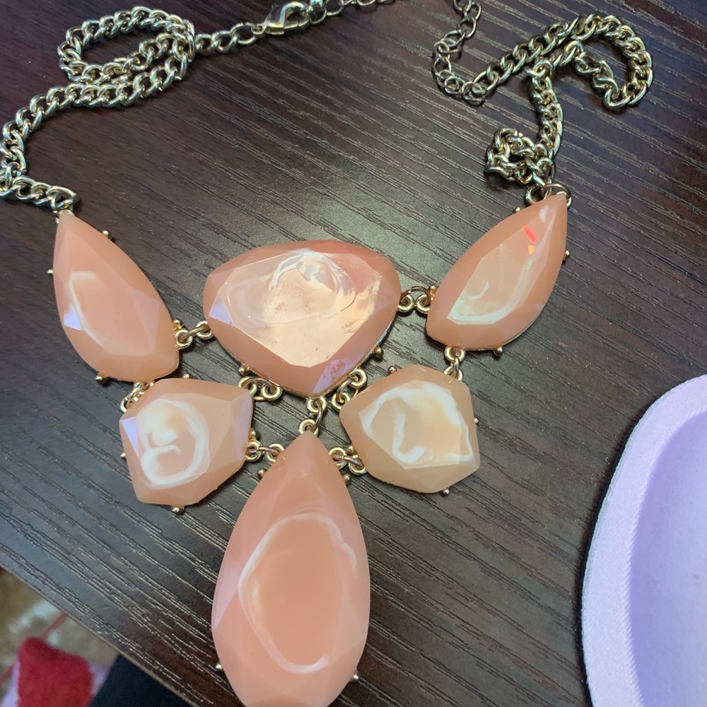 Peach and gold statement piece necklace